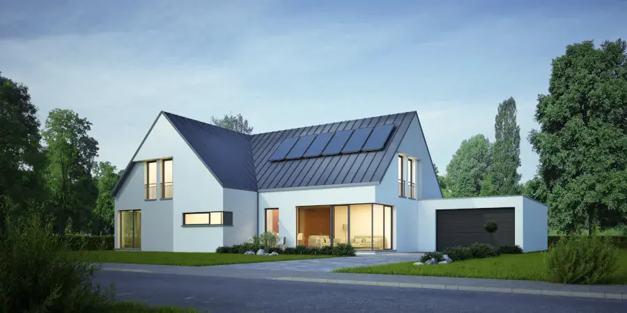 maison neuve équipée de panneaux solaires