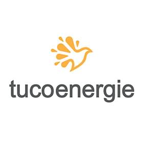 Le logo de TUCOENERGIE avec un colibri jaune sur fond blanc